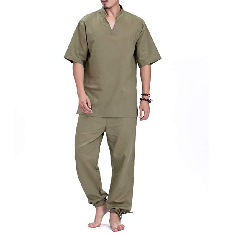 Buddha Stones瞑想 祈り スピリチュアル 禅 練習 ヨガ ウェア メンズ セット - 緑 - US/UK/AU44、 EU54 (3XL) - image 3