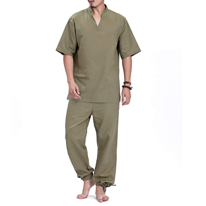 Buddha Stones瞑想 祈り スピリチュアル 禅 練習 ヨガ ウェア メンズ セット - 緑 - US/UK/AU44、 EU54 (3XL) - image 3
