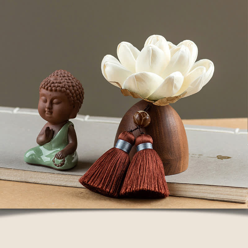 黒桃の木の仏花の癒しの装飾 - 祈る小さな如来 - image 11