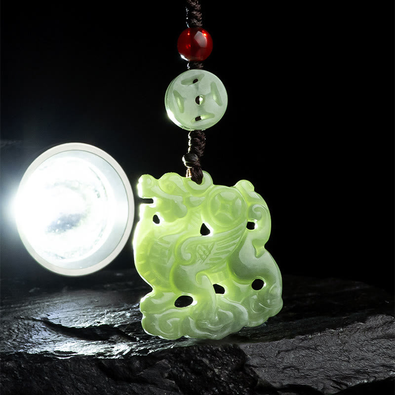 Buddha Stones天然翡翠 麒麟 繁栄の電話掛け飾り