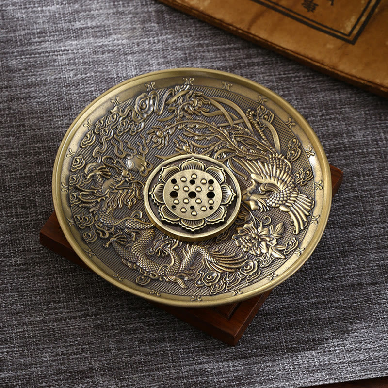 Buddha Stones蓮 龍 鳳凰 八つの吉兆 亜鉛合金 お香立て 癒し お香立て 装飾