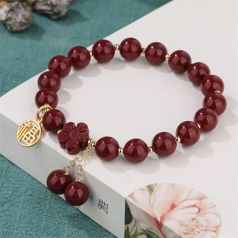 Buddha Stones辰砂福文字桜祝福ブレスレット
