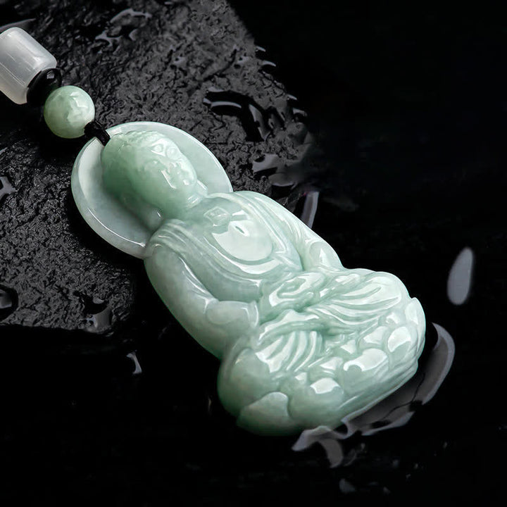 Buddha Stones阿弥陀仏 翡翠 お守り 慈悲の紐ネックレス - image 12