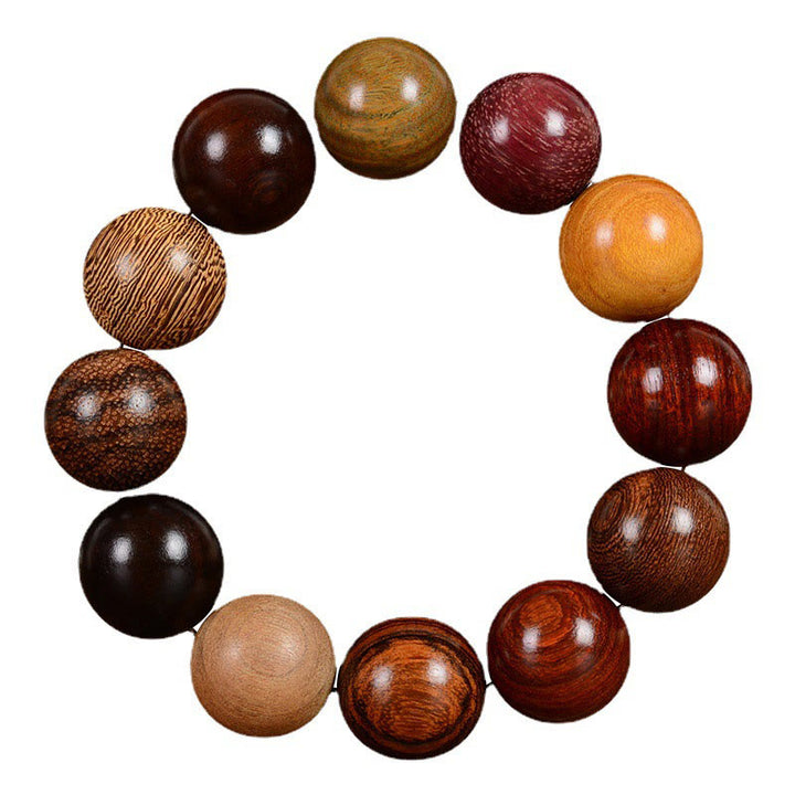 Buddha Stonesマルチカラー サンダルウッド 保護 ヒーリング ブレスレット