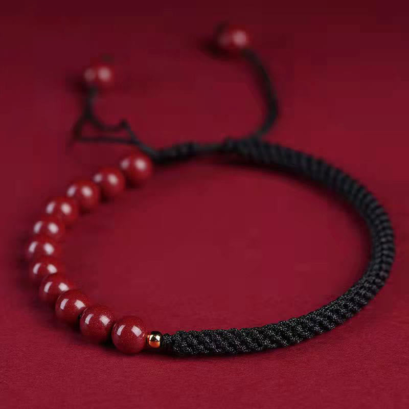 Buddha Stones天然辰砂キングコングノット祝福ストリングブレスレット