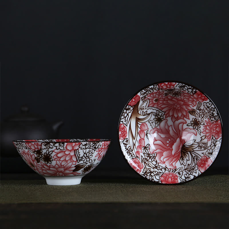 Buddha Stones、花、フーキャラクター、山、蓮、桜、陶器のティーカップ、カンフーティーカップ