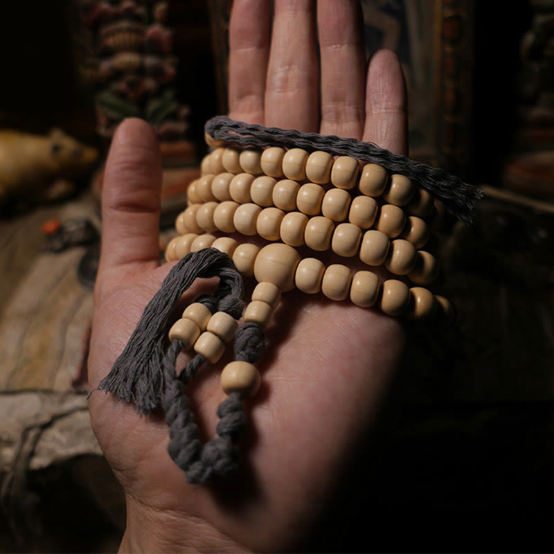 Buddha Stones108 個のMalaアベリア ビフローラ 木製 邪気払い 手首用Mala