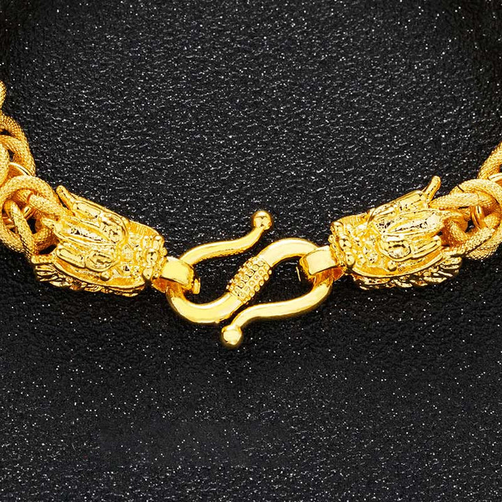 Buddha Stones24Kゴールドメッキ 双頭龍守護ブレスレット