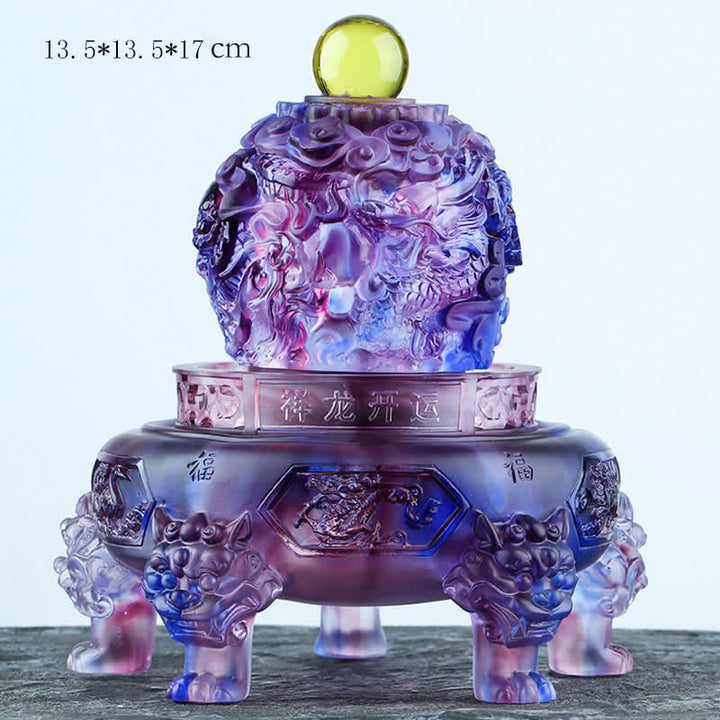Buddha Stones風水 縁起の良い龍 手作り 琉璃水晶 回転式 アートピース 幸運 家庭 オフィス 装飾