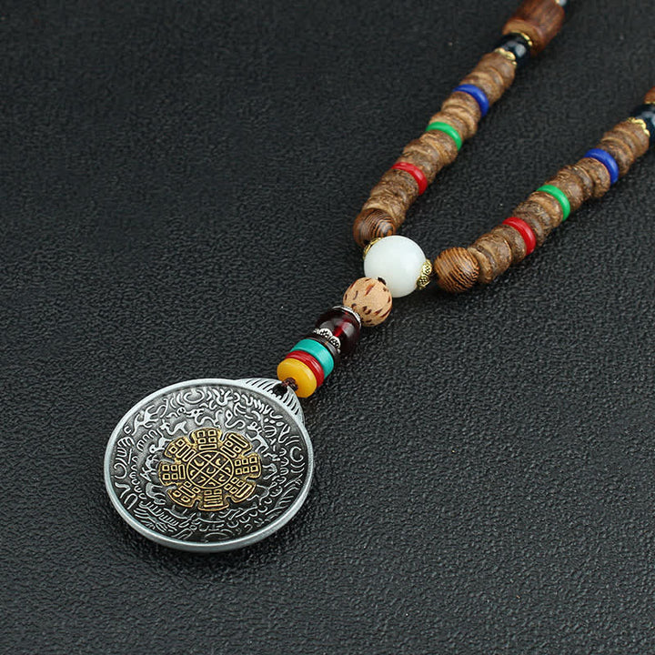 Buddha Stonesチベットオーム・マニ・パドメ・フム祈祷ホイール回転 金剛杵 木製ネックレス ペンダント - image 24