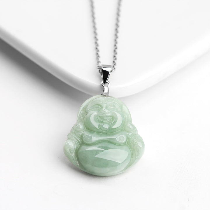 Buddha Stones925スターリングシルバー 笑う仏陀 翡翠 祝福ネックレスチェーンペンダント - image 4