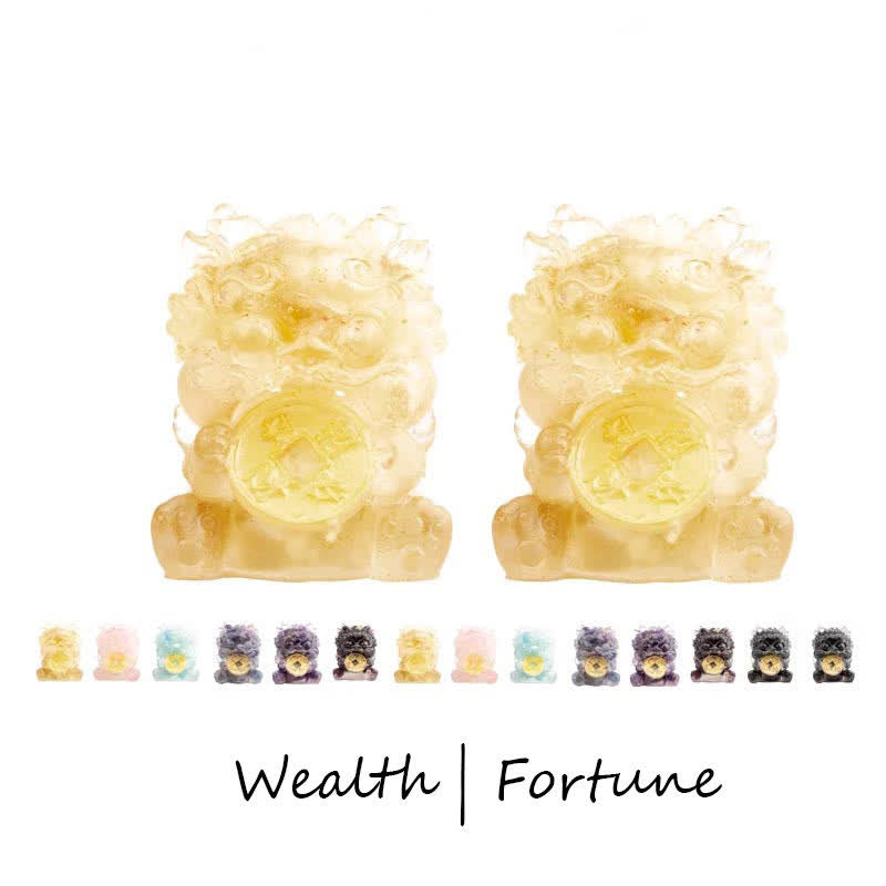 Buddha Stones手作り かわいい 貔貅 金貨 クリスタル 風水 エネルギー 富幸運繁栄家の装飾 - シトリン（幸運繁栄♥富） - image 0