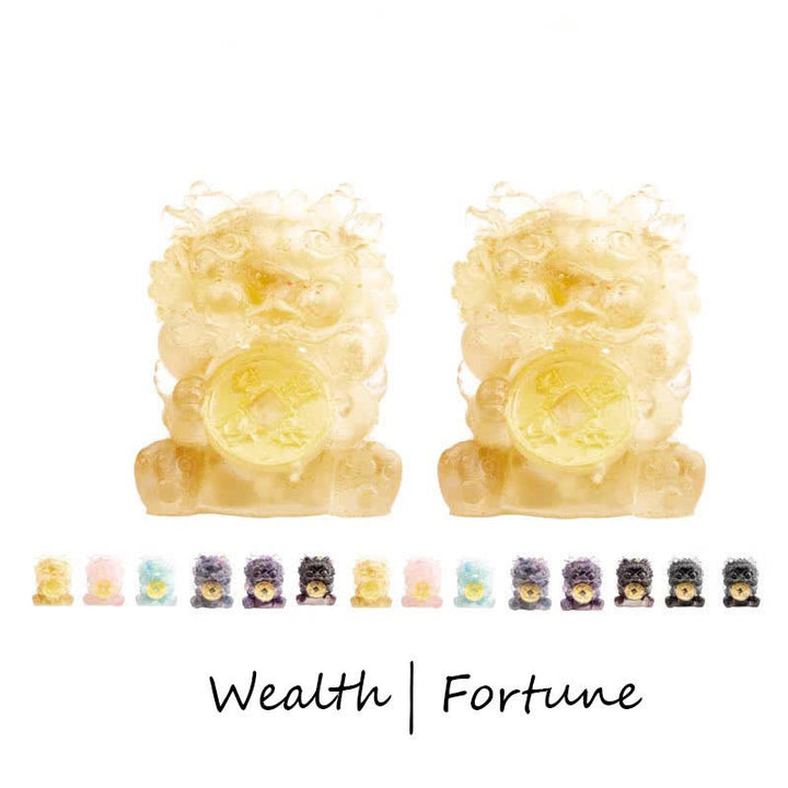 Buddha Stones手作り かわいい 貔貅 金貨 クリスタル 風水 エネルギー 富幸運繁栄家の装飾 - シトリン（幸運繁栄♥富） - image 0