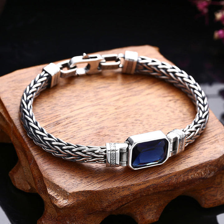 Buddha Stonesレトロブルーアクリル ドラゴンキール編みデザイン ヒーリング ウェルスバックルブレスレット