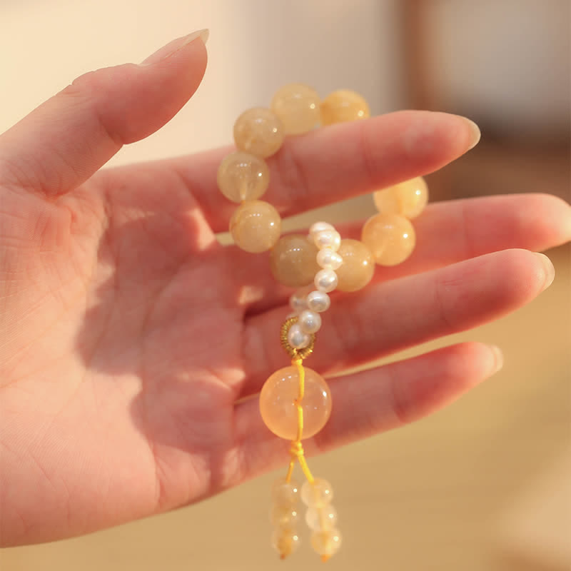 Buddha Stonesシトリン 平和バックル 繁栄と幸福 手首用Mala