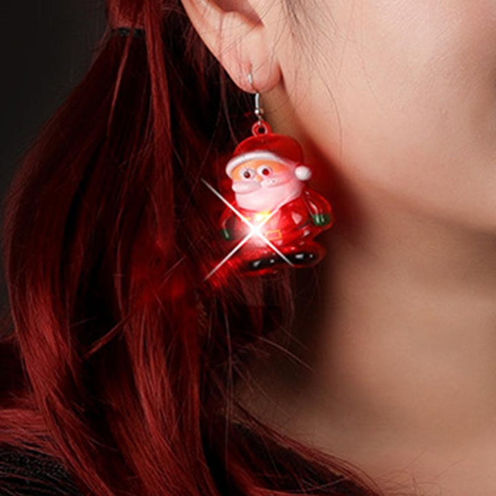 LEDクリスマスサンタクロースツリーエルク光るイヤリング