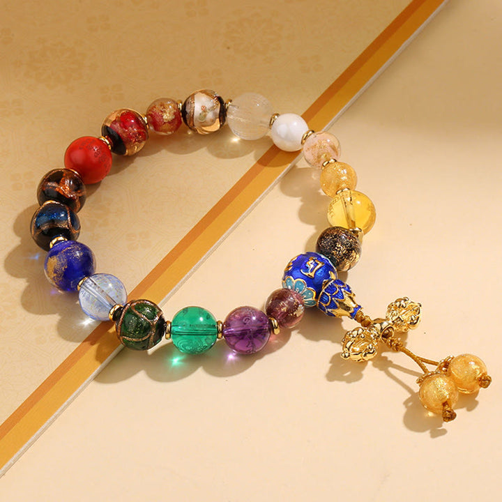 Buddha Stonesチベット カラフル 香灰 リュウリ ガラスビーズOm Mani Padme Humドルジェヴァジュラ 18ビーズ リストMala