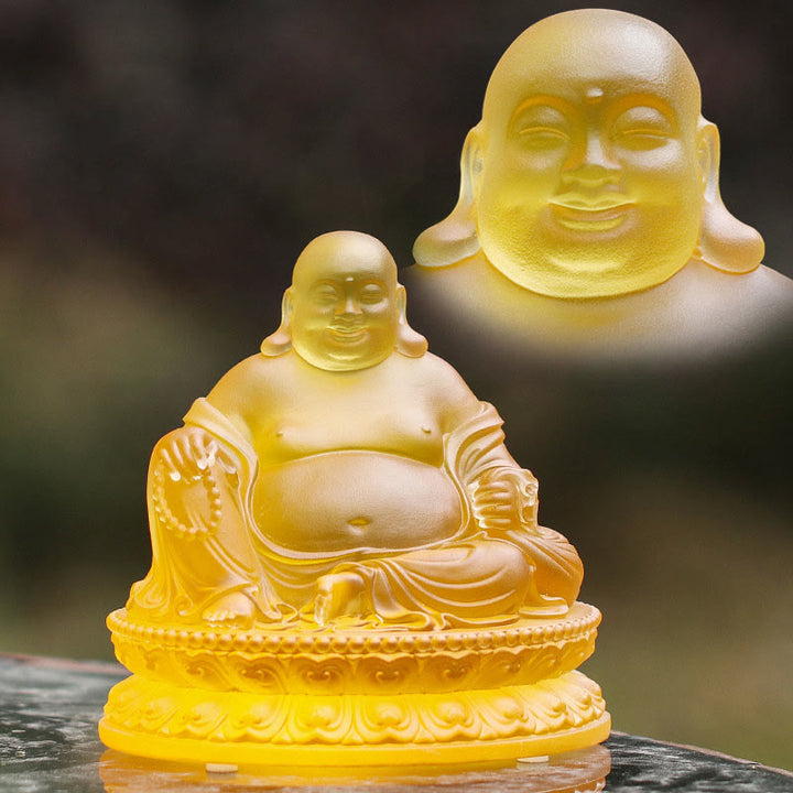 Buddha Stones手作り 笑う仏像 琉璃水晶 芸術品 富の像 家の装飾