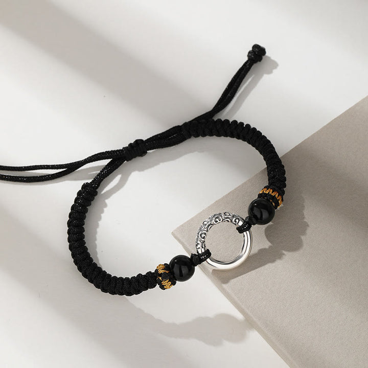 Buddha Stones925スターリングシルバー ピースバックル 縁起の良い雲 幸運の編み込みブレスレット