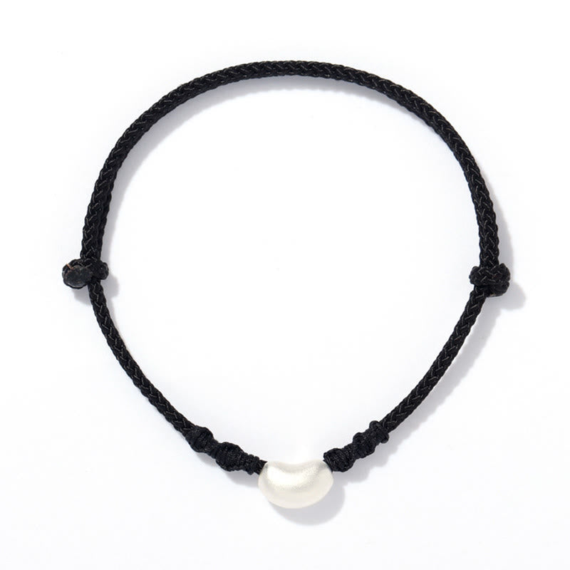 Buddha Stones999 スターリングシルバー ビーンデザイン 幸運のつながり ハンドメイド編み込みブレスレット
