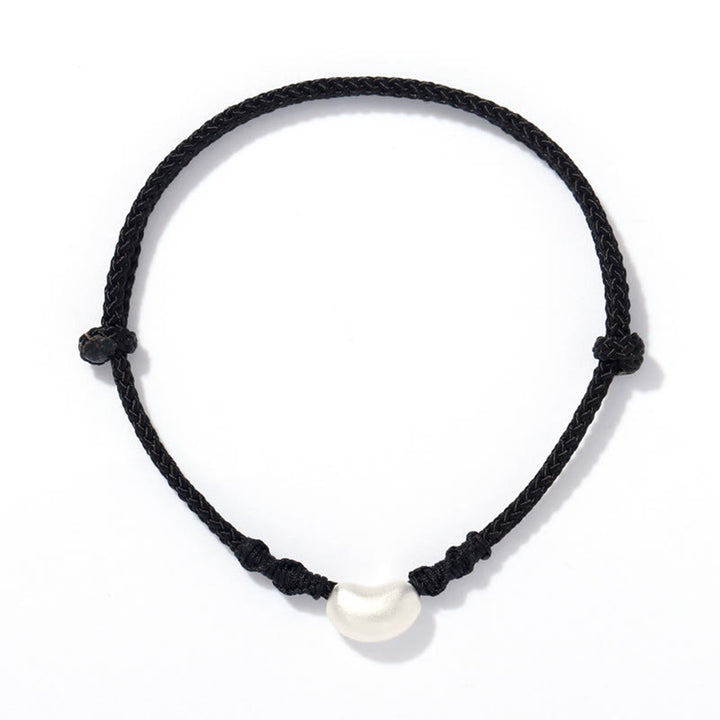 Buddha Stones999 スターリングシルバー ビーンデザイン 幸運のつながり ハンドメイド編み込みブレスレット