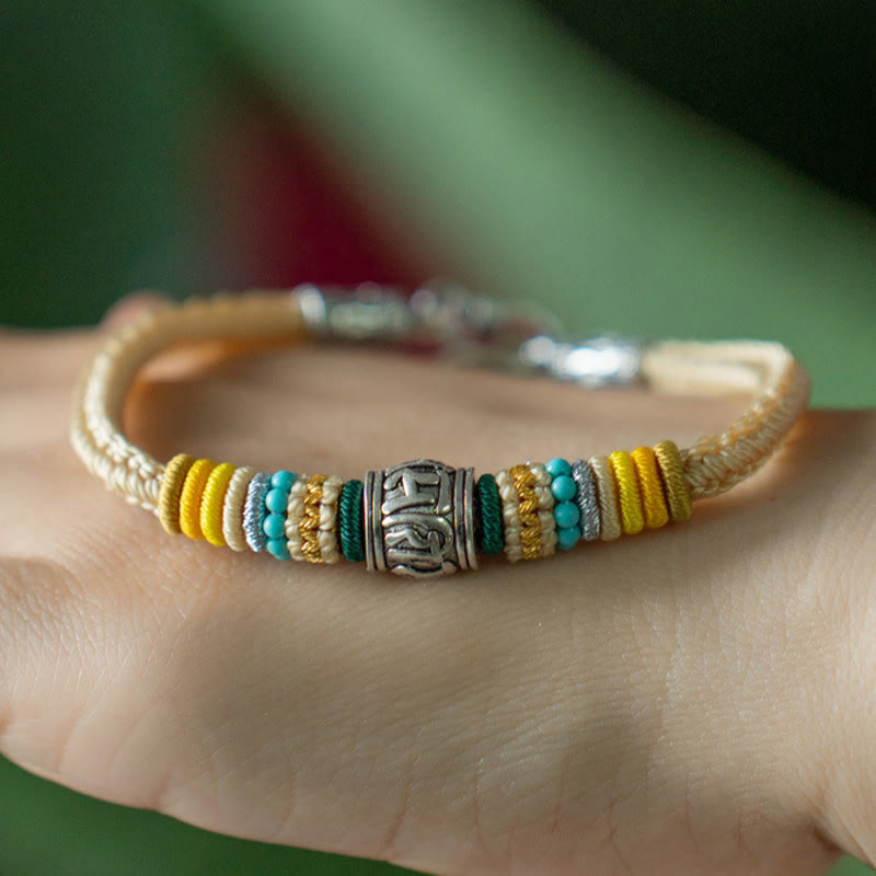 Buddha Stonesハンドメイド925スターリングシルバーチベットオーム・マニ・パドメ・フムピュリティ編みブレスレット - image 4