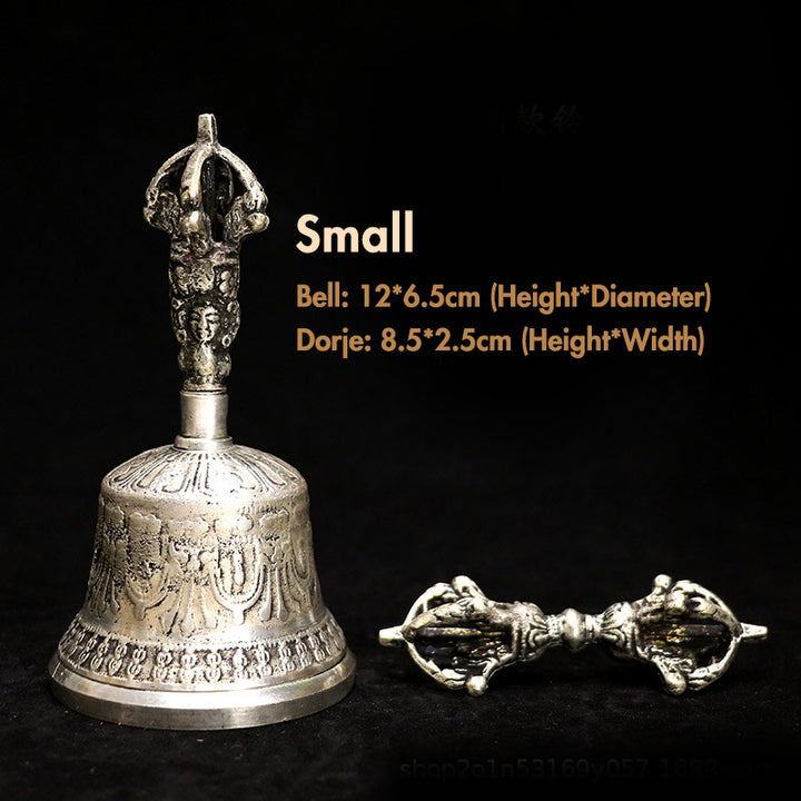 Buddha Stonesチベット瞑想ベルと金剛杵ドルジェ銅製装飾セット - 銀 - 小さい - image 2