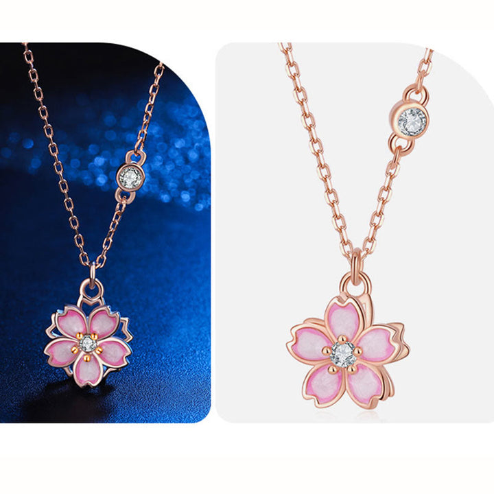 Buddha Stones925スターリングシルバー 桜の花 回転式保護ネックレスペンダント