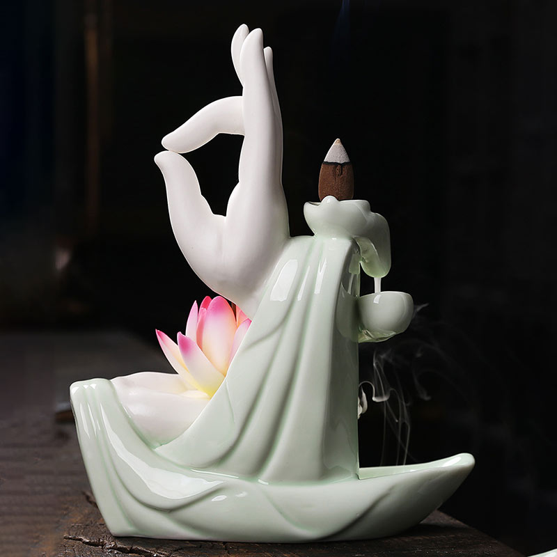 仏石チベットの蓮の祝福香炉装飾