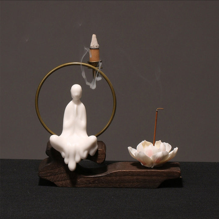 Buddha Stones陶器 蓮 癒し 瞑想 香炉 装飾