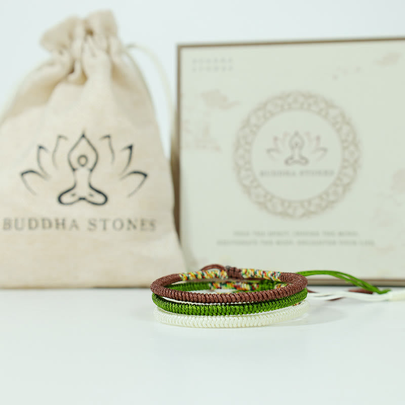 Buddha Stones3個 チベット ハンドメイド 多色 幸運 キングコングノット 縁起の良いブレスレット
