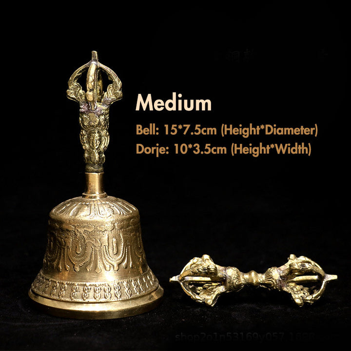 Buddha Stonesチベット瞑想ベルと金剛杵ドルジェ銅製装飾セット - 金 - 中くらい - image 14