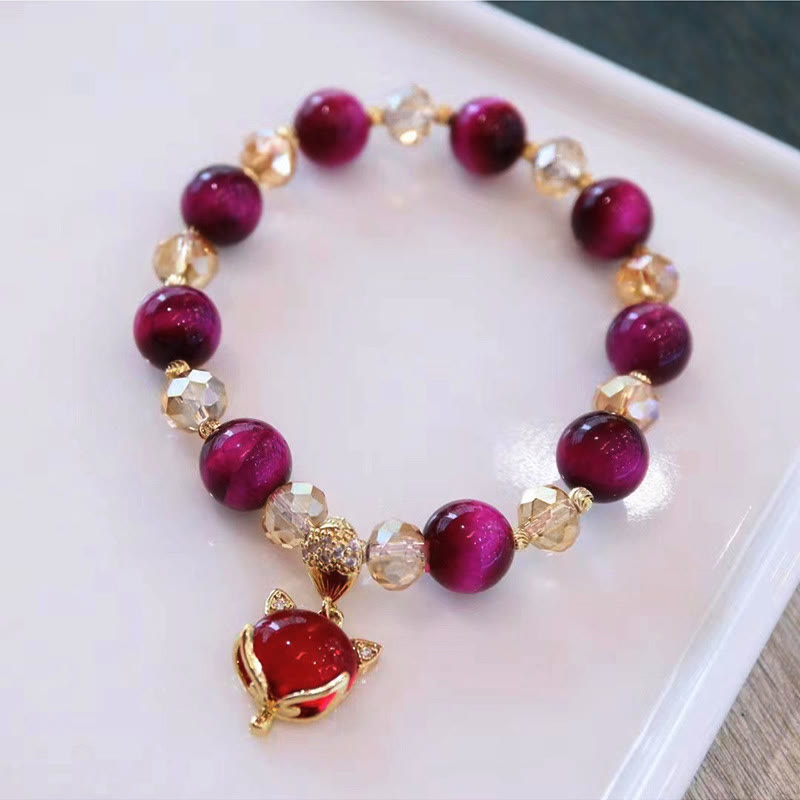 Buddha Stonesレッドタイガーアイ 貔貅 狐 守護 自信 ブレスレット