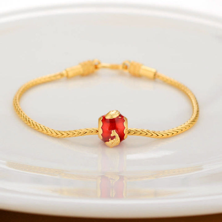 Buddha Stonesチベット 18K ゴールドオーム・マニ・パドメ・フム幸運の鯉 福 キャラクター インゴット 銅貨 平和ブレスレット
