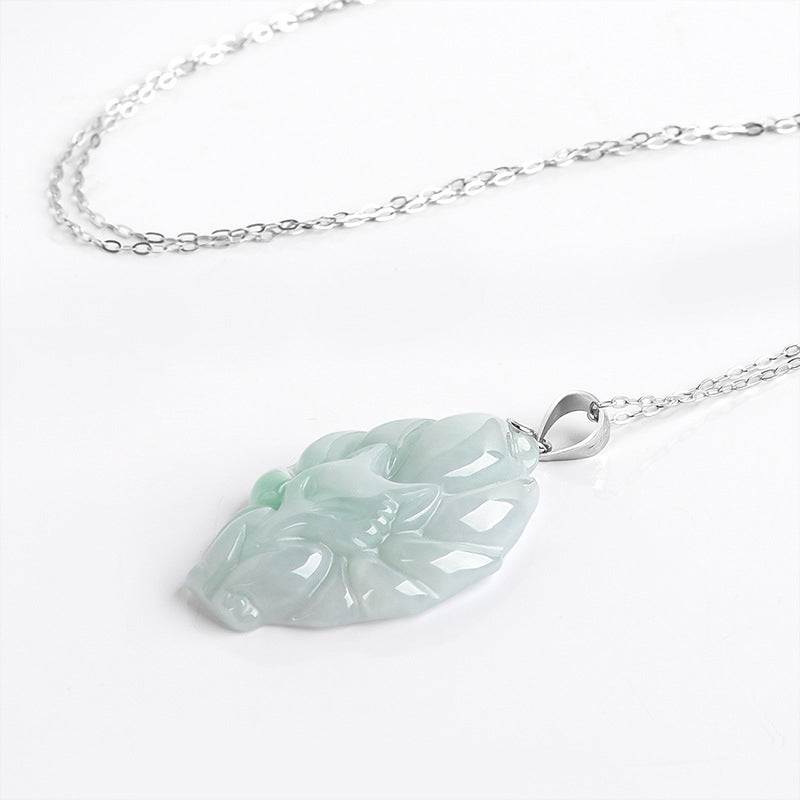 Buddha Stones 925スターリングシルバー 天然翡翠 九尾狐 繁栄のネックレスペンダント