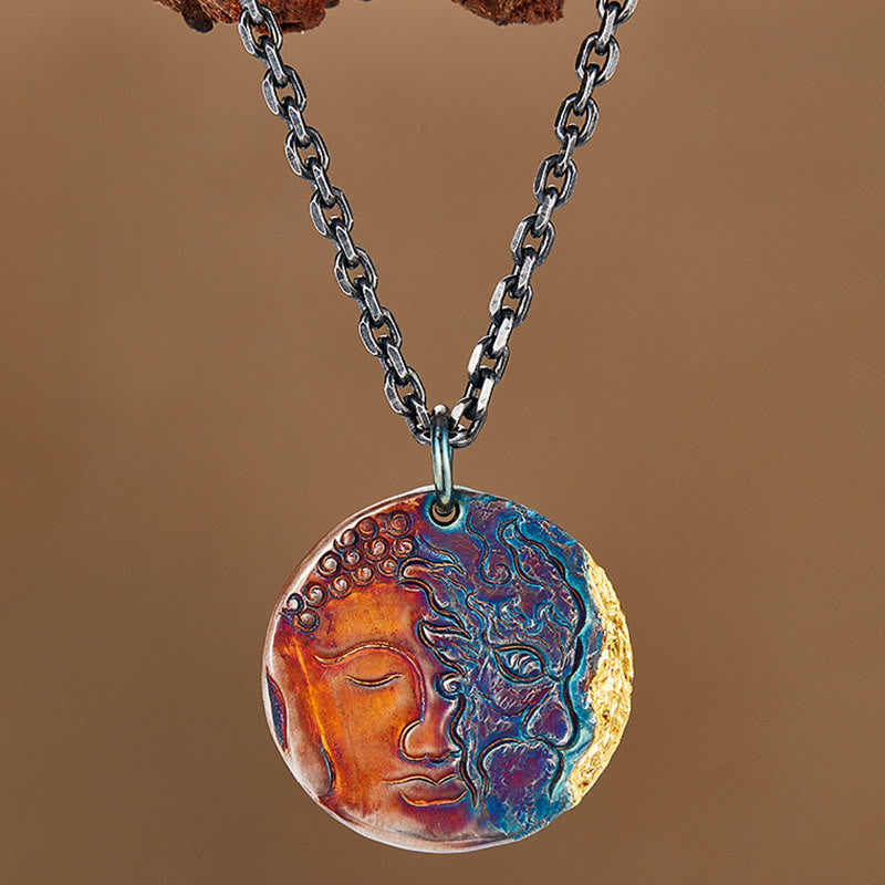 Buddha Stones999スターリングシルバー 24Kゴールド 半悪魔 半仏 慈悲のネックレスペンダント - image 2