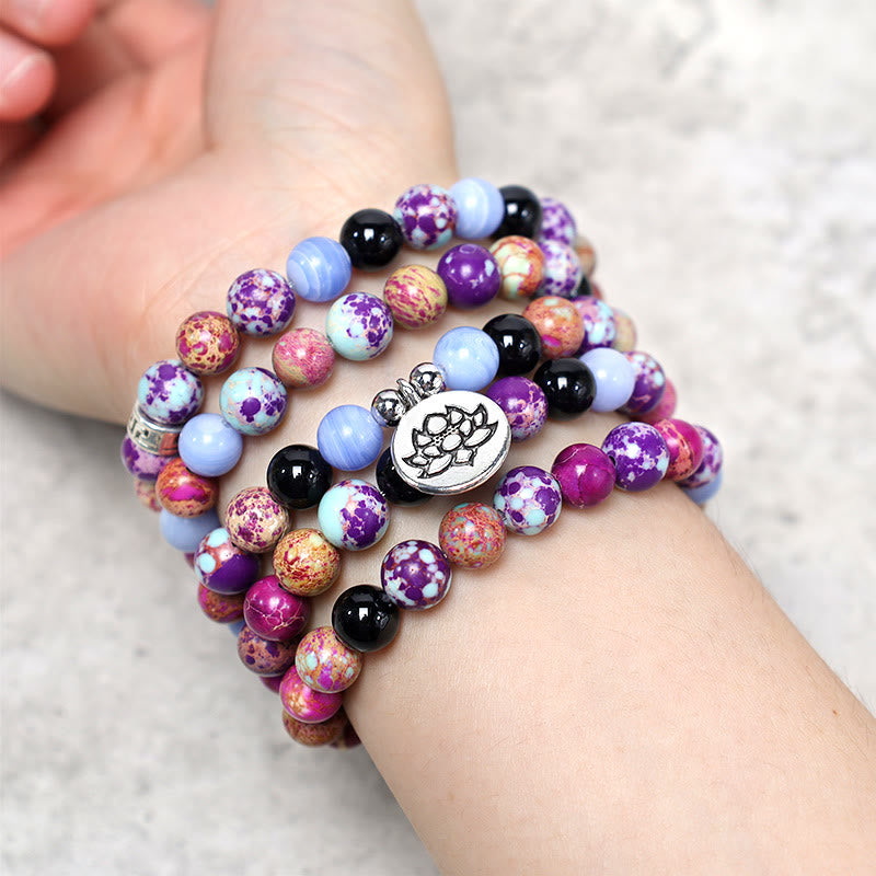 Buddha Stones天然紫ミャオ石 蓮のMala