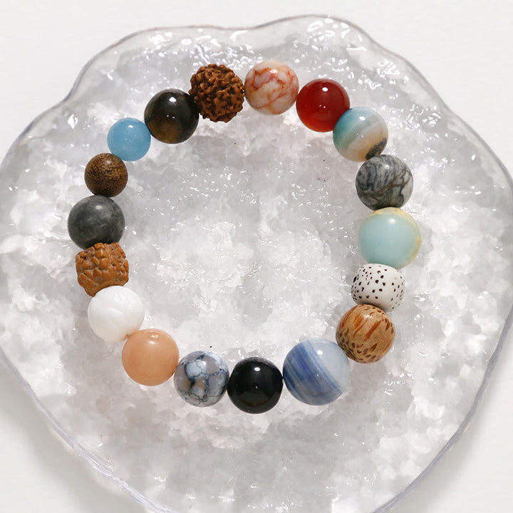 Buddha Stones天然菩提樹の水晶石 瑪瑙 悪霊除けブレスレット