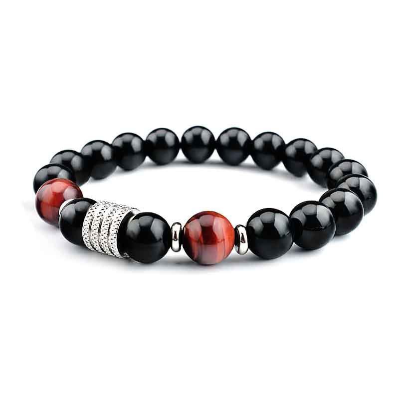 Buddha Stones天然黒曜石 タイガーアイ 強さと充実感のブレスレット