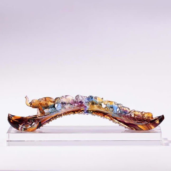 手作りのLiuliクリスタルRuyi象のアートピース、クリスタルベース付きホームデコレーション - image 0