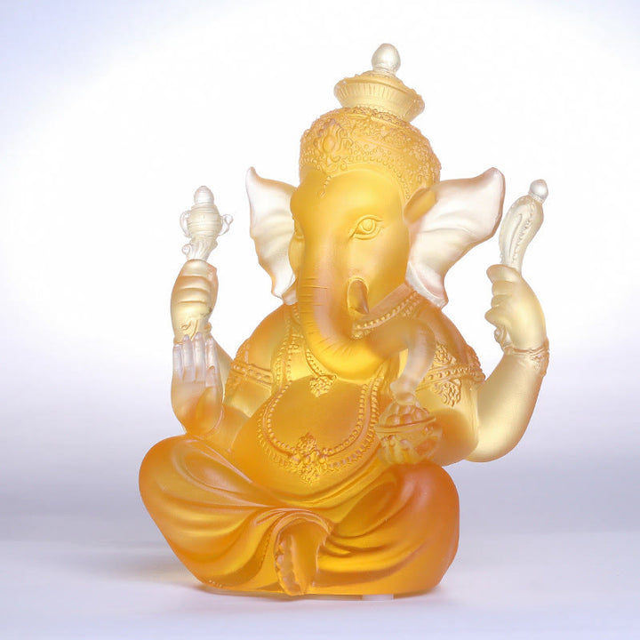 Buddha Stones手作り ガネーシャ ガンパティ 象の置物 リュウリ クリスタル アートピース 守護像 家の装飾