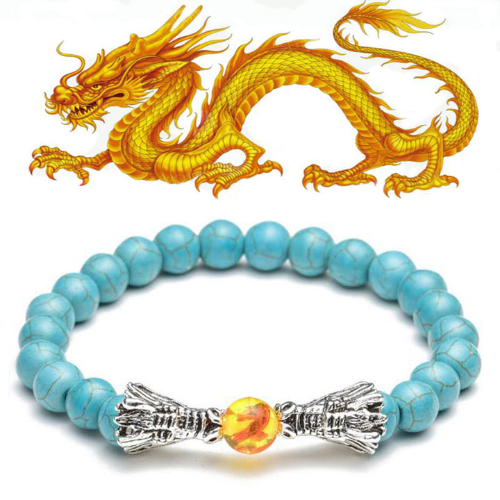 Buddha Stonesホワイトターコイズ 溶岩石 龍の祝福 ビーズブレスレット - image 18