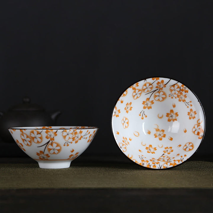 Buddha Stones、花、フーキャラクター、山、蓮、桜、陶器のティーカップ、カンフーティーカップ