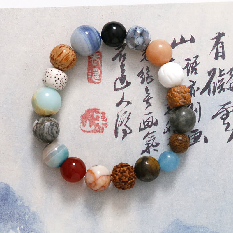 Buddha Stones天然菩提樹の水晶石 瑪瑙 悪霊除けブレスレット