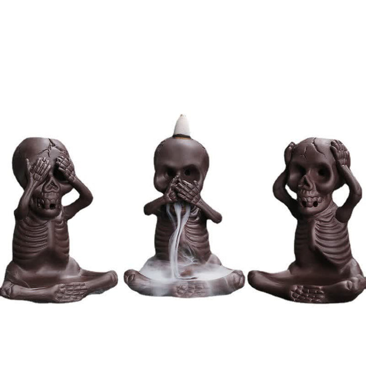 Buddha Stones小さな頭蓋骨 ゴースト 紫粘土 逆流煙噴水 平和香炉 装飾