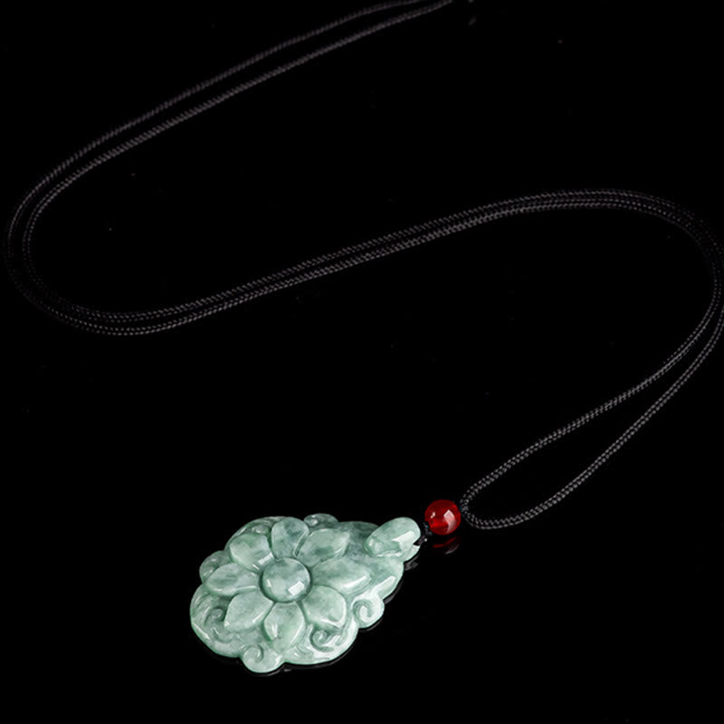 Buddha Stones天然翡翠カランコエブロスフェルディアナ花柄幸運ネックレスペンダント