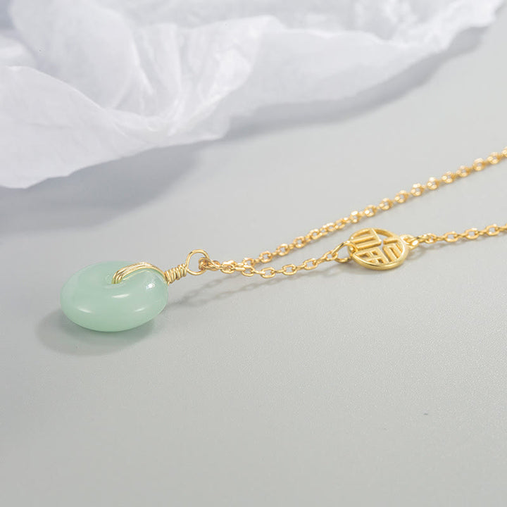 Buddha Stones翡翠フーキャラクター銅貨平和バックル豊穣ネックレスペンダント