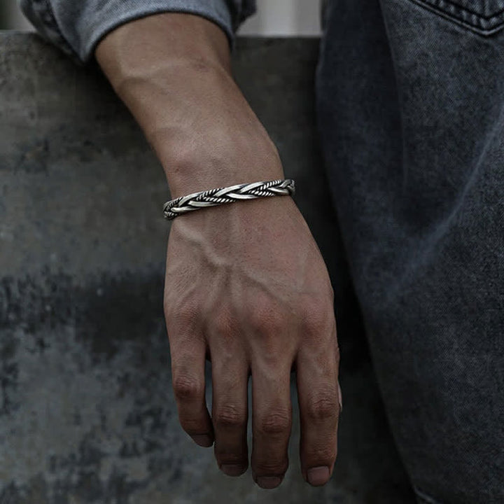 Buddha Stonesバイキングスタイルのツイスト編み模様銅製バランスブレスレットバングル - image 8