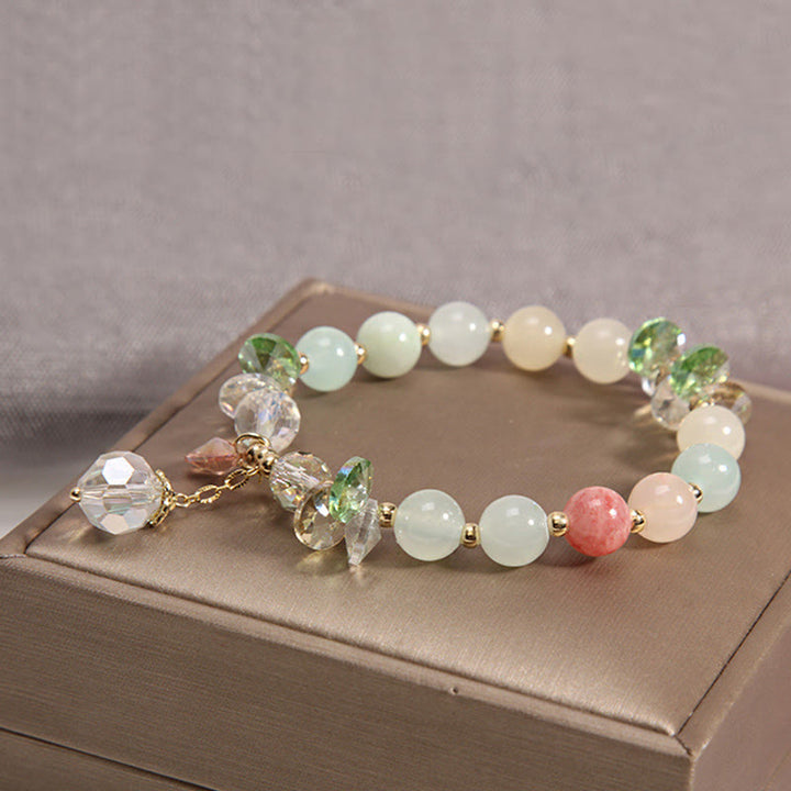 Buddha Stonesキャッツアイ ピンククリスタル ピースチャームブレスレット
