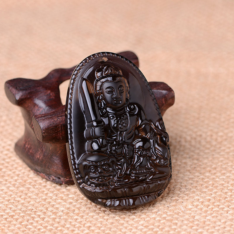 Buddha Stones、十二支、黒曜石のお守りネックレス